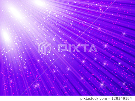 Sparkling glitter and glowing rays with shiny stars. Christmas violet  background. 129349194