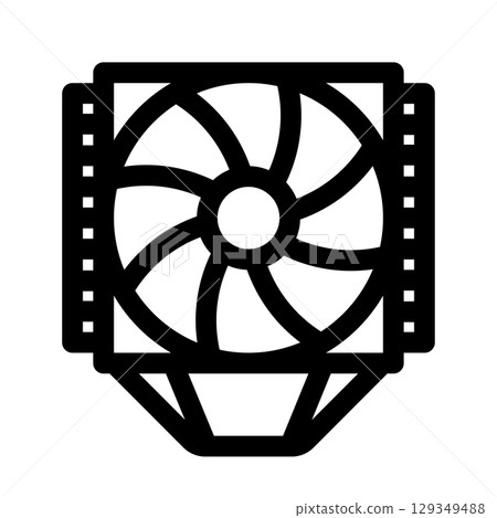 CPU tower cooler icon. Air CPU cooler PC hardware component. Outline style. 48x48 px CPU tower cooler icon. Air CPU cooler PC hardware component. Outline style. 48x48 px 129349488