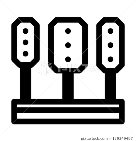 Racing Simulator pedal set icon. sim racing gas brake, clutch pedals. Outline style. 48x48 px Racing Simulator pedal set icon. sim racing gas brake, clutch pedals. Outline style. 48x48 px 129349497