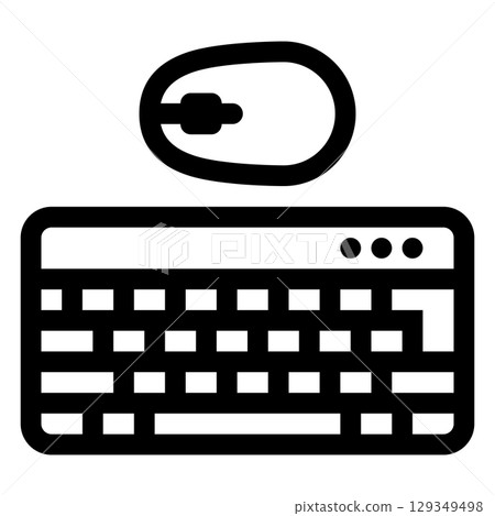 Computer keyboard and mouse kit icon. Peripheral equipment. PC hardware component. Outline style. 48x48 px Computer keyboard and mouse kit icon. Peripheral equipment. PC hardware component. Outline style. 48x48 px 129349498