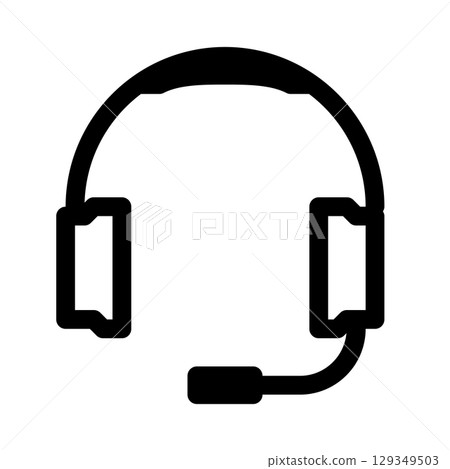 Gaming headset outline icon . Gamer headphone. Music peripheral equipment. Outline style. 129349503