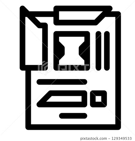 Motherboard icon. PC hardware component. Outline style. 48x48 px 129349533