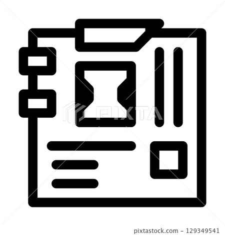 Motherboard icon. PC hardware component. Outline style. 48x48 px 129349541