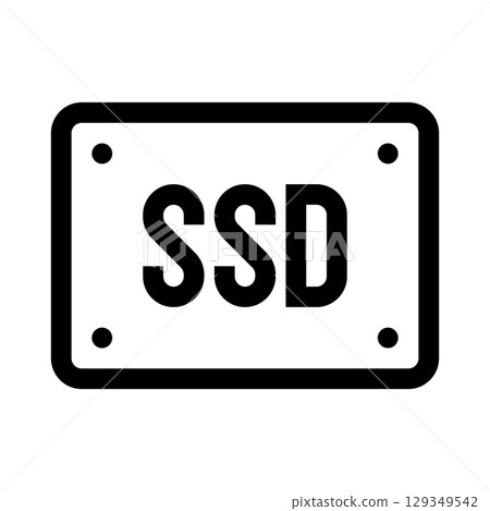 Desktop computer solid-state drive. SSD icon. PC hardware component. Outline style. 48x48 px 129349542
