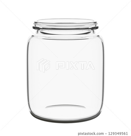 Empty glass jar isolated on white Empty glass jar isolated on white 129349561