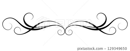 Wave ornament with leaves and abstract lines. Decorative element for decor and text greeting or invitation card design 129349650