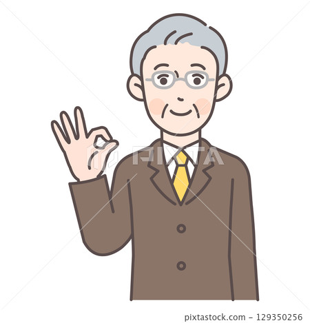 商人做出 OK 手勢 3 商人做出 OK 手勢 3 129350256