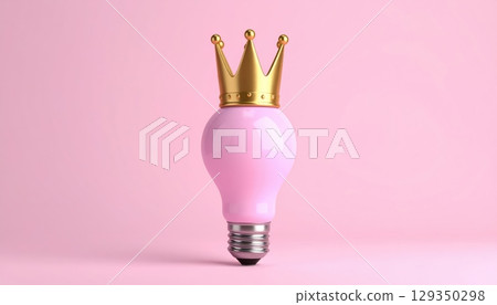 Pink illuminated glass bulb: a bright concept of electric innovation 129350298