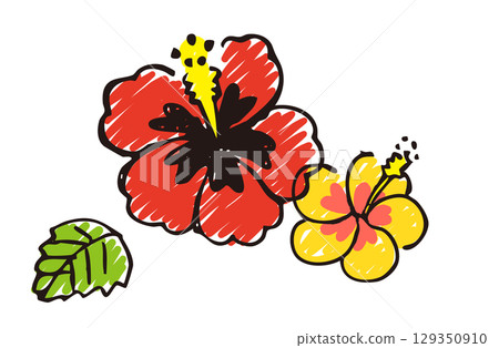 Cute hand-drawn illustration of hibiscus 129350910