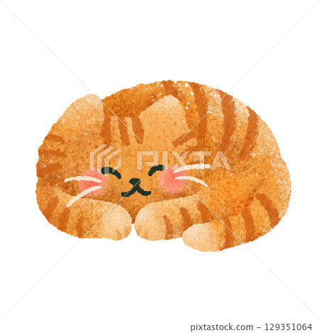 Cute cat hand drawn illustration material 129351064