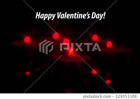 Photo with burning candles and a romantic inscription for Valentine's Day Photo with burning candles and a romantic inscription for Valentine's Day 129351108