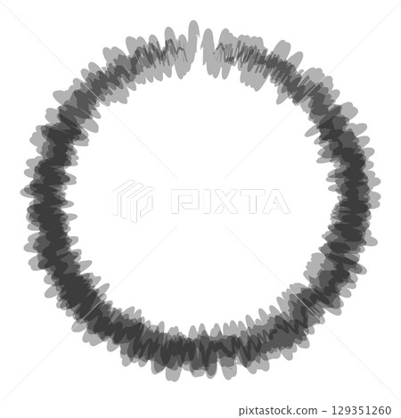 Hand-drawn line circular frame watercolor ink 129351260