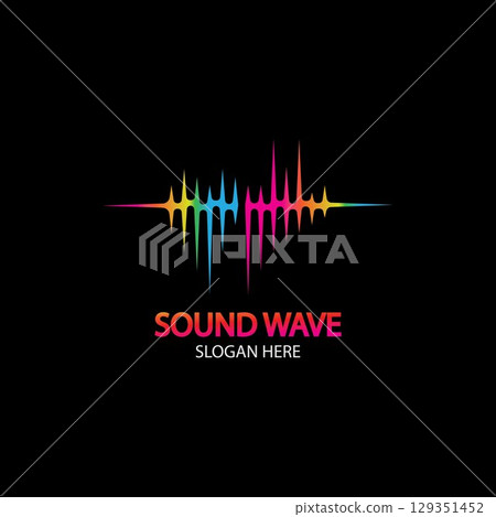 Sound Wave. Colorful sound waves for party, DJ, pub, clubs, discos. Audio equalizer technology. illustration 129351452
