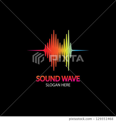 Sound Wave. Colorful sound waves for party, DJ, pub, clubs, discos. Audio equalizer technology. illustration 129351468