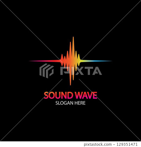 Sound Wave. Colorful sound waves for party, DJ, pub, clubs, discos. Audio equalizer technology. illustration 129351471