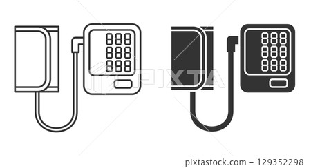 Sphygmomanometer monochrome icon Sphygmomanometer monochrome icon 129352298