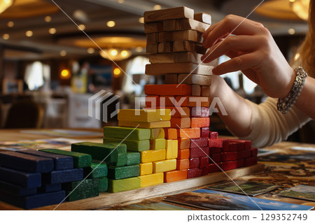 LEGO tower building illustrating iterative learning process LEGO tower building illustrating iterative learning process 129352749