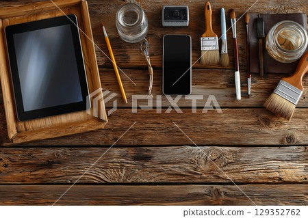 Creative workspace tools for artistic projects and illustrations 129352762