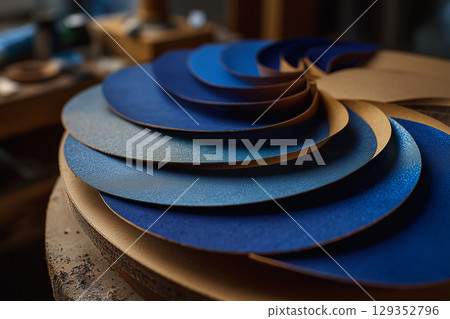 Blueprint transformed into layered 3D model design Blueprint transformed into layered 3D model design 129352796