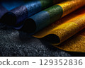 Textured paper swatches in vibrant LGBTQ pride flag colors 129352836