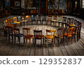 Chairs arranged in a circle promote unity and inclusion 129352837