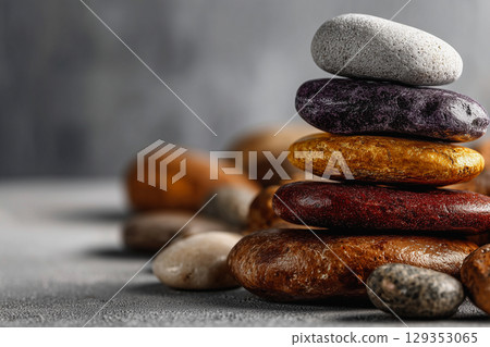 Balancing pebbles in pride colors representing harmony Balancing pebbles in pride colors representing harmony 129353065