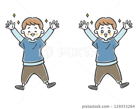 Happy boy whole body vector 129353264