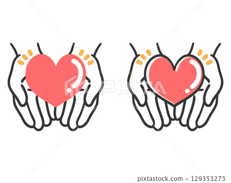 Illustration 2 of a heart in both hands Vector 129353273