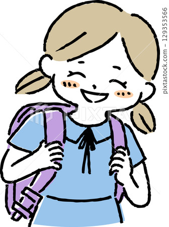 Smiling girl carrying a parcel Smiling girl carrying a parcel 129353566