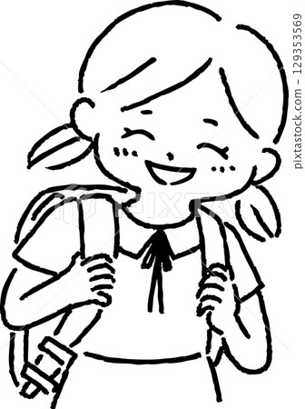 Smiling girl carrying a parcel 129353569