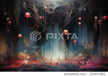 Enigmatic dream weavers, spinning intricate tapestries of dreams and nightmares - Generative AI 129353801