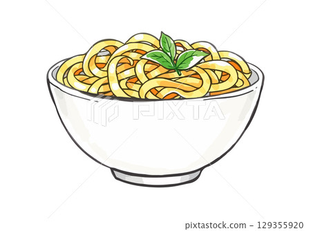 Watercolor vector illustration of pasta. 129355920