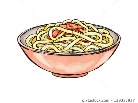 Watercolor vector illustration of pasta. 129355937