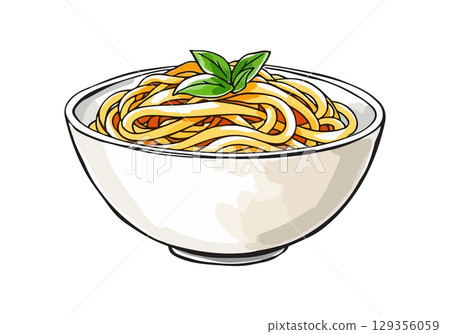 Watercolor vector illustration of pasta. 129356059
