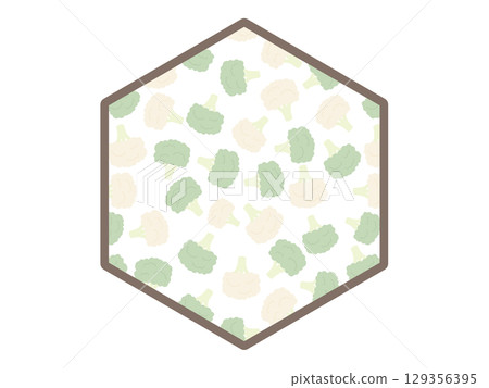 綠花椰菜六角形框架 綠花椰菜六角形框架 129356395