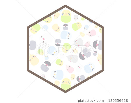 小鳥六角形框架 129356428