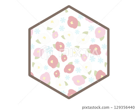山茶花六角形框架 129356440
