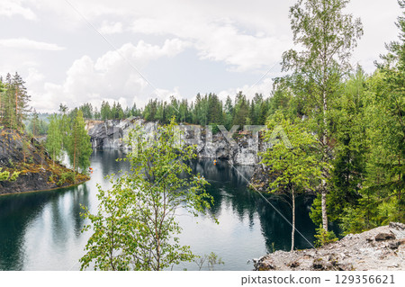 Landscape of the mountain park Ruskeala in the Republic of Karelia Landscape of the mountain park Ruskeala in the Republic of Karelia 129356621