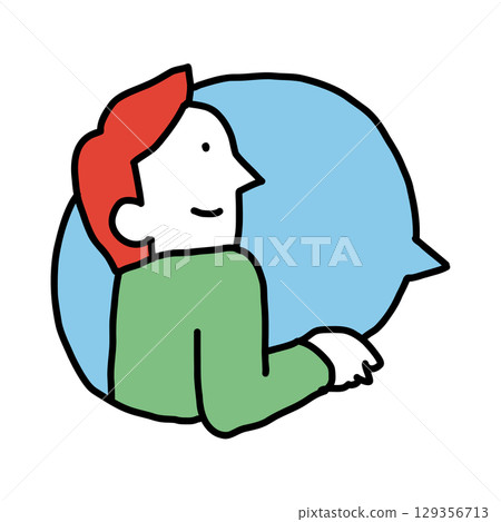 講話泡泡-男人抬頭的插圖圖標 129356713
