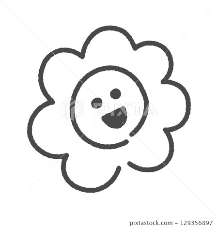 可愛的笑臉黑色花圈手繪插畫 - 用於表揚、及格、表現良好、100 分等的裝飾部件。 129356897