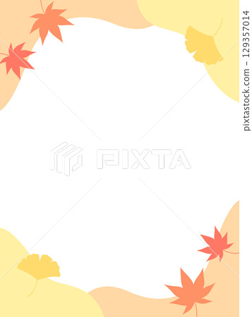 Autumn frame of maple and ginkgo leaves Autumn frame of maple and ginkgo leaves 129357014