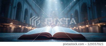 holy bible open book in church 129357021