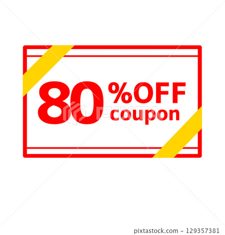 80% 折扣透明優惠券插圖,帶有紅色和黃色絲帶 80% 折扣透明優惠券插圖,帶有紅色和黃色絲帶 129357381