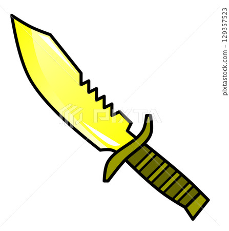 Illustration of a dangerous knife used for survival cooking or as a weapon in crime 129357523