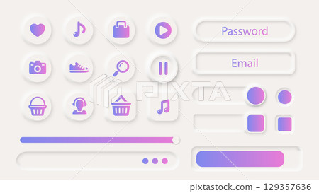 Neumorphism Button Icon Label Frame White 3d Elegant Shadow Web Vector Ui Digital Neomorphism Interface Neumorphism Button Icon Label Frame White 3d Elegant Shadow Web Vector Ui Digital Neomorphism Interface 129357636