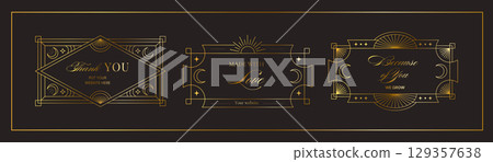 Golden Frame Art Deco Celestial Set Geometric Card Border Gold Banner Element Line Modern Vector Elegant Vintage Boho Luxury Collection Golden Frame Art Deco Celestial Set Geometric Card Border Gold Banner Element Line Modern Vector Elegant Vintage Boho Luxury Collection 129357638
