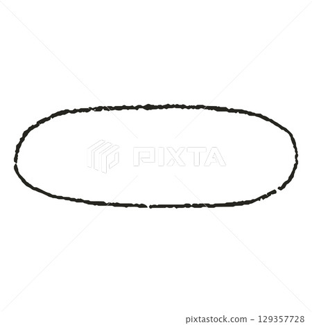 Charcoal or crayon outline rounded vector shape, scribble horizontal oval chalk pencil texture, kid hand drawing frame Charcoal or crayon outline rounded vector shape, scribble horizontal oval chalk pencil texture, kid hand drawing frame 129357728