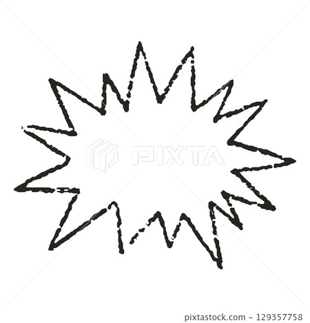 Crayon sketch vector shape with black zigzag outline, scribble speech bubble chalk pencil texture, doodle comic text box Crayon sketch vector shape with black zigzag outline, scribble speech bubble chalk pencil texture, doodle comic text box 129357758