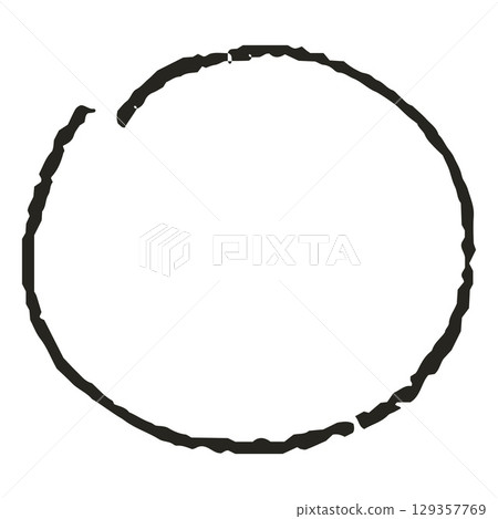 Black outline round frame, hand drawn with pencil or marker, uneven line. Black outline round frame, hand drawn with pencil or marker, uneven line. 129357769