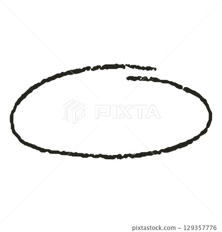 Crayon outline oval vector shape, scribble chalk pencil texture, charcoal graphite horizontal round frame, kid drawing 129357776